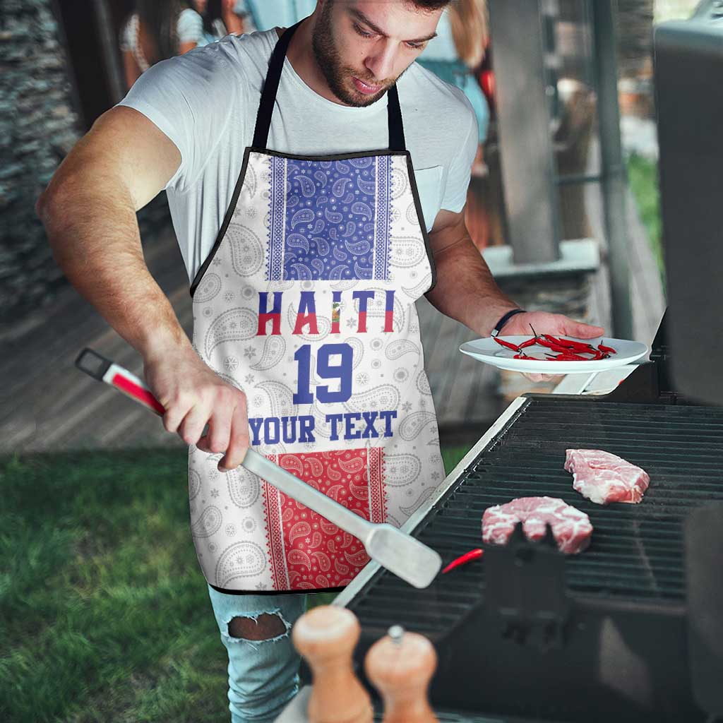 Custom Haiti Football Apron Paisley Flag Pattern Design - Wonder Print Shop