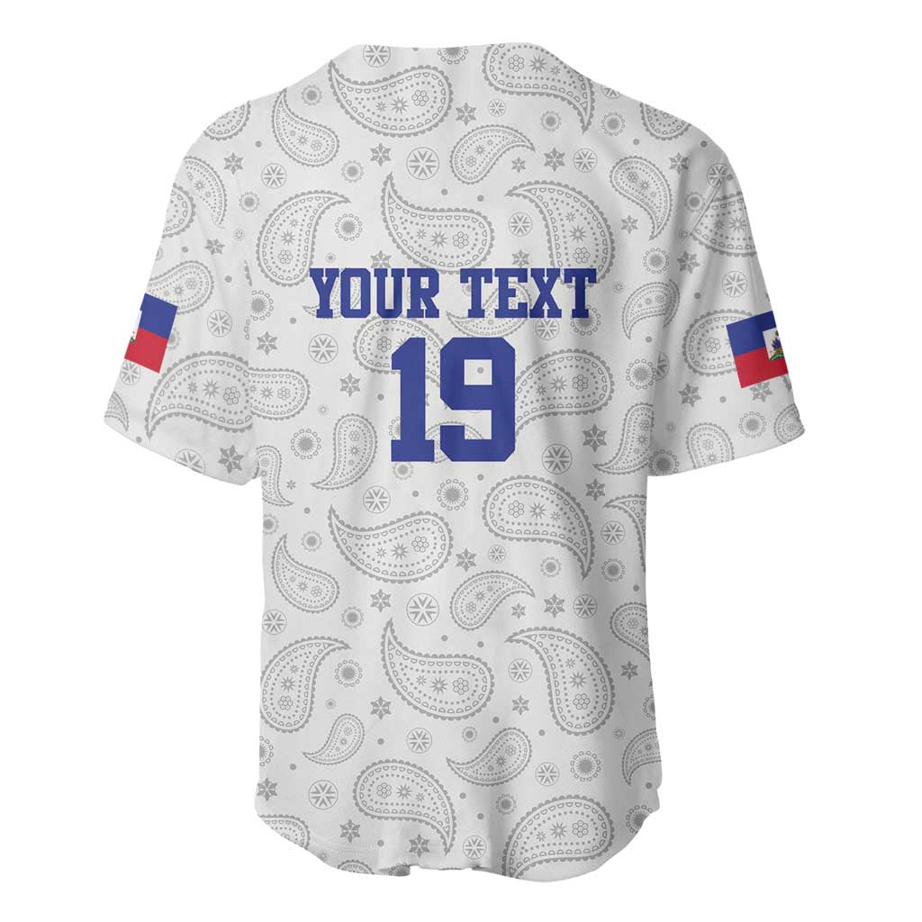 Custom Haiti Football Baseball Jersey Paisley Flag Pattern Design - Wonder Print Shop