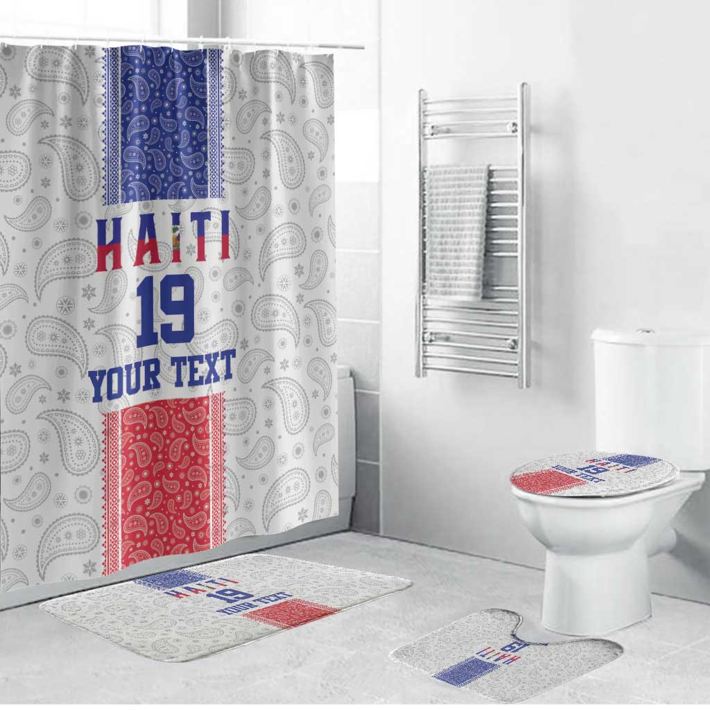 Custom Haiti Football Bathroom Set Paisley Flag Pattern Design - Wonder Print Shop