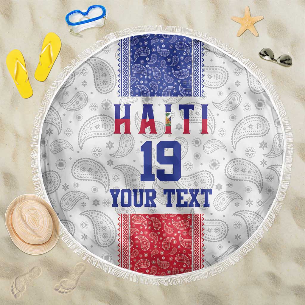 Custom Haiti Football Beach Blanket Paisley Flag Pattern Design - Wonder Print Shop