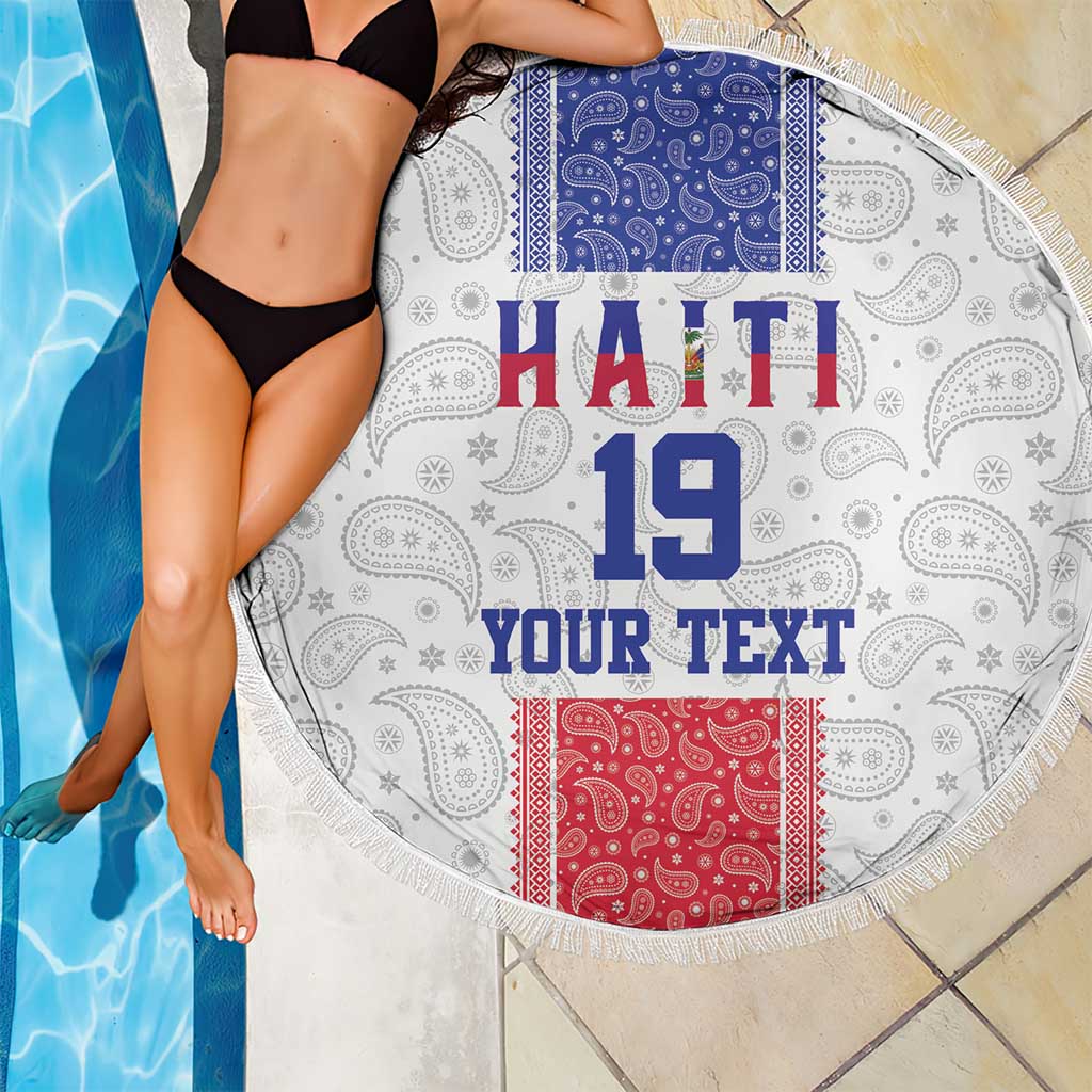 Custom Haiti Football Beach Blanket Paisley Flag Pattern Design - Wonder Print Shop