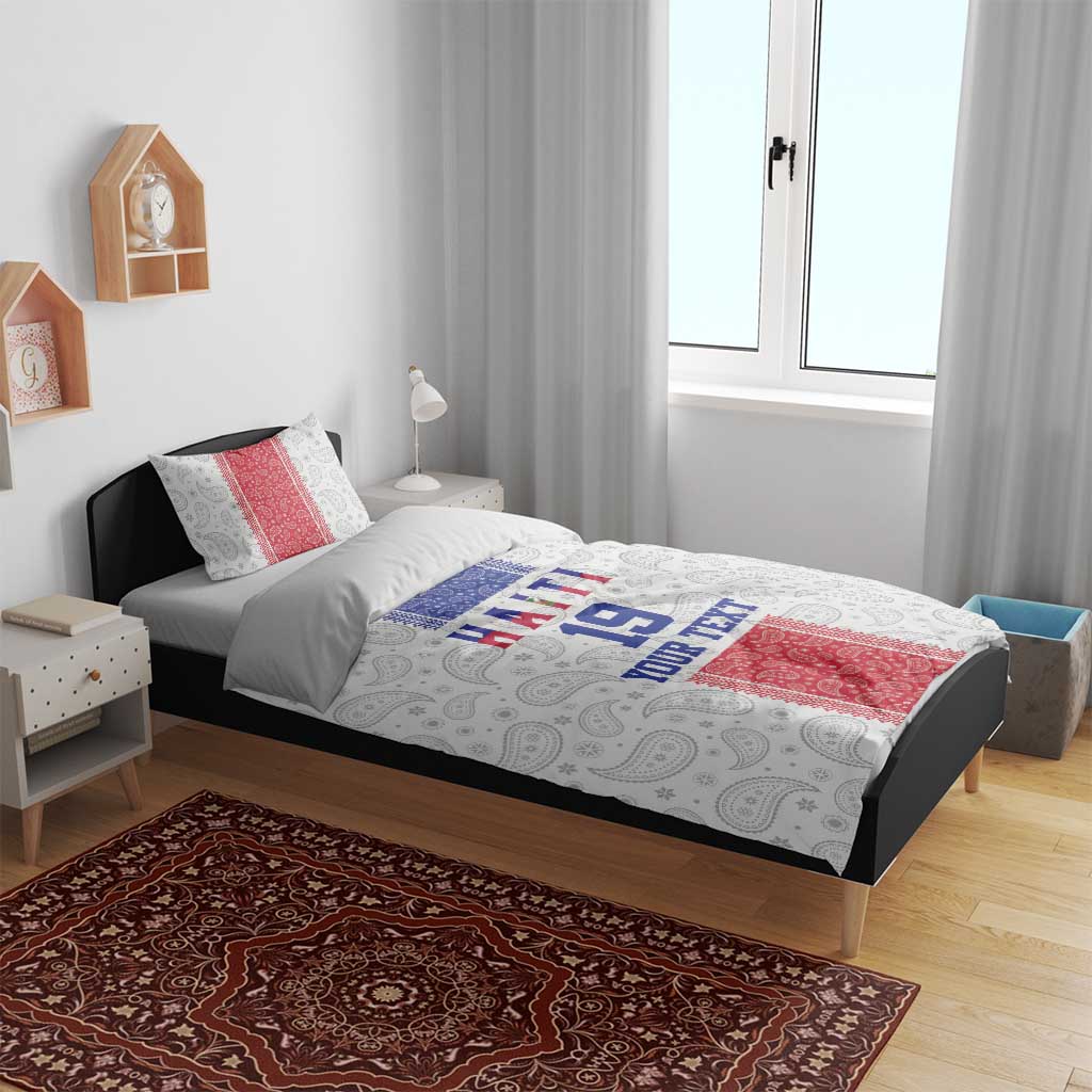 Custom Haiti Football Bedding Set Paisley Flag Pattern Design - Wonder Print Shop