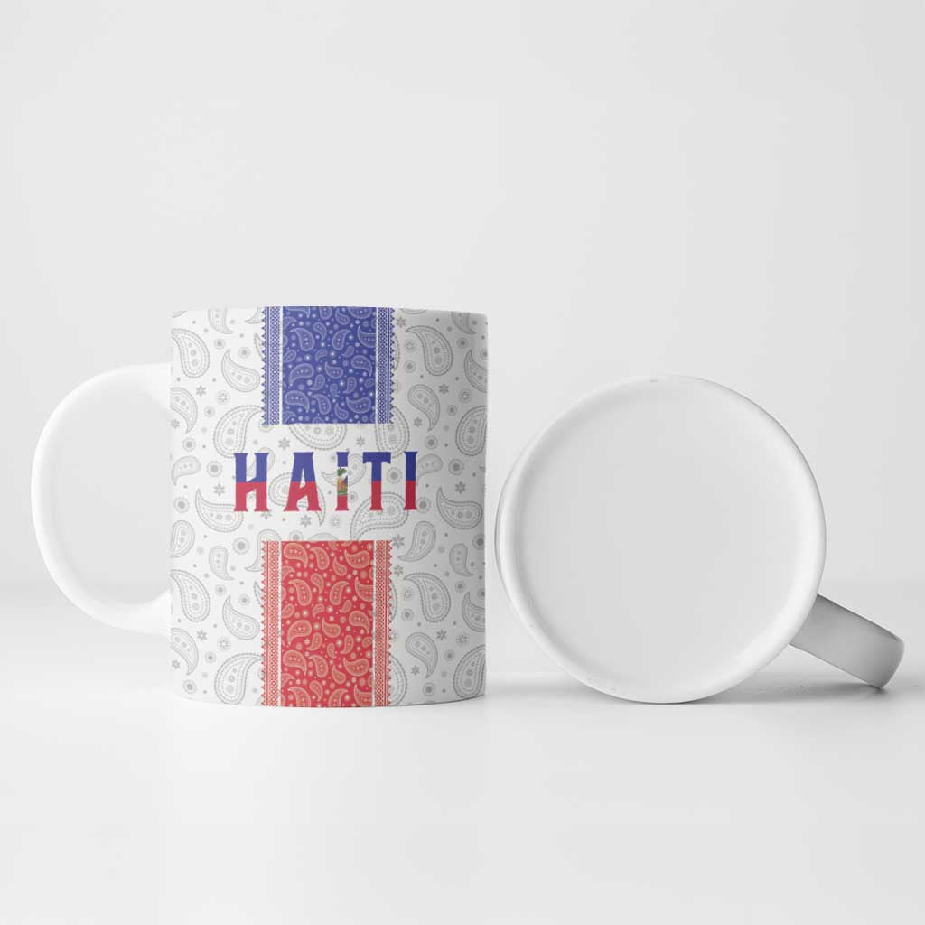 Custom Haiti Football Ceramic Mug Paisley Flag Pattern Design - Wonder Print Shop