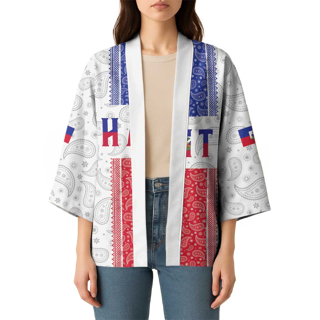 Custom Haiti Football Kimono Paisley Flag Pattern Design - Wonder Print Shop