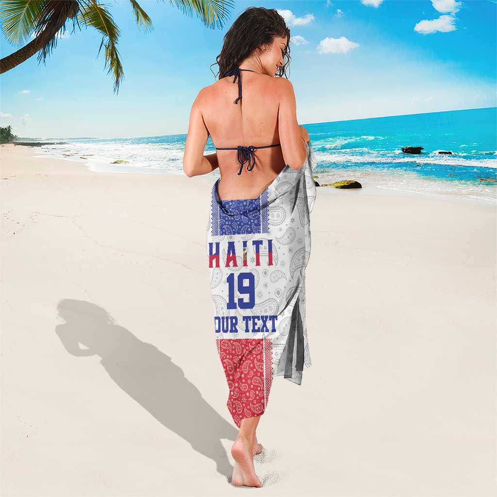 Custom Haiti Football Sarong Paisley Flag Pattern Design - Wonder Print Shop