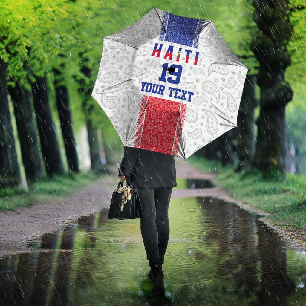 Custom Haiti Football Umbrella Paisley Flag Pattern Design - Wonder Print Shop