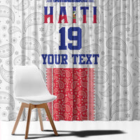 Custom Haiti Football Window Curtain Paisley Flag Pattern Design - Wonder Print Shop
