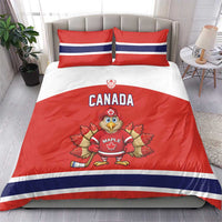 Canada Ice Hockey Bedding Set Maple Leaf Turkey Mascot