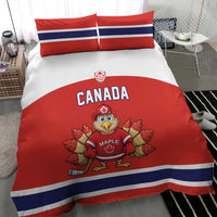 Canada Ice Hockey Bedding Set Maple Leaf Turkey Mascot