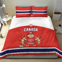 Canada Ice Hockey Bedding Set Maple Leaf Turkey Mascot
