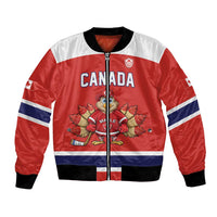 Canada Ice Hockey Custom Bomber Jacket Maple Leaf Turkey Mascot
