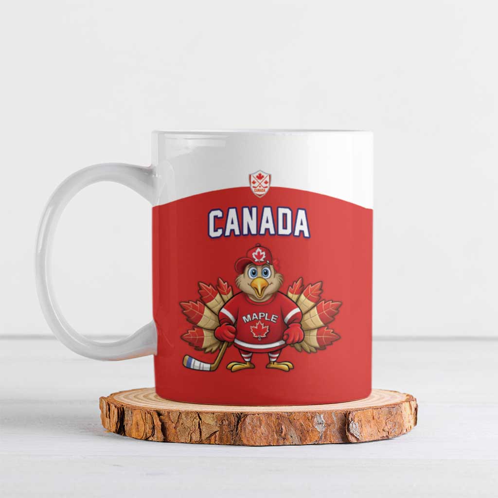 Canada Ice Hockey Custom Ceramic Mug Maple Leaf Turkey Mascot
