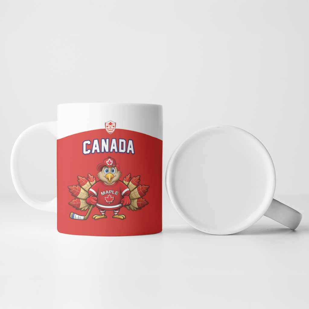 Canada Ice Hockey Custom Ceramic Mug Maple Leaf Turkey Mascot