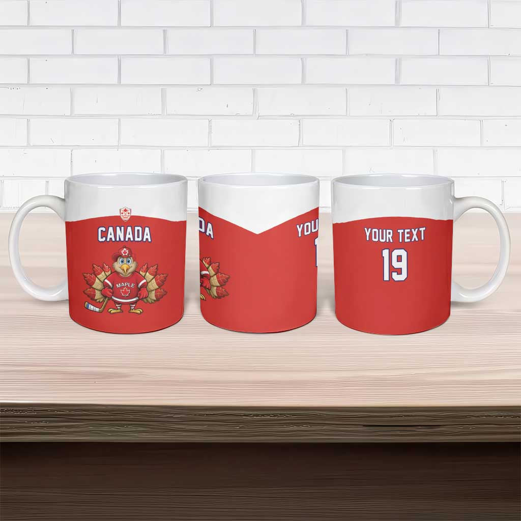 Canada Ice Hockey Custom Ceramic Mug Maple Leaf Turkey Mascot