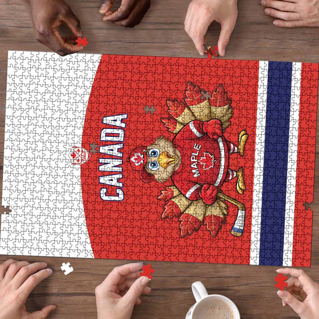 Canada Ice Hockey Puzzle Maple Leaf Turkey Mascot