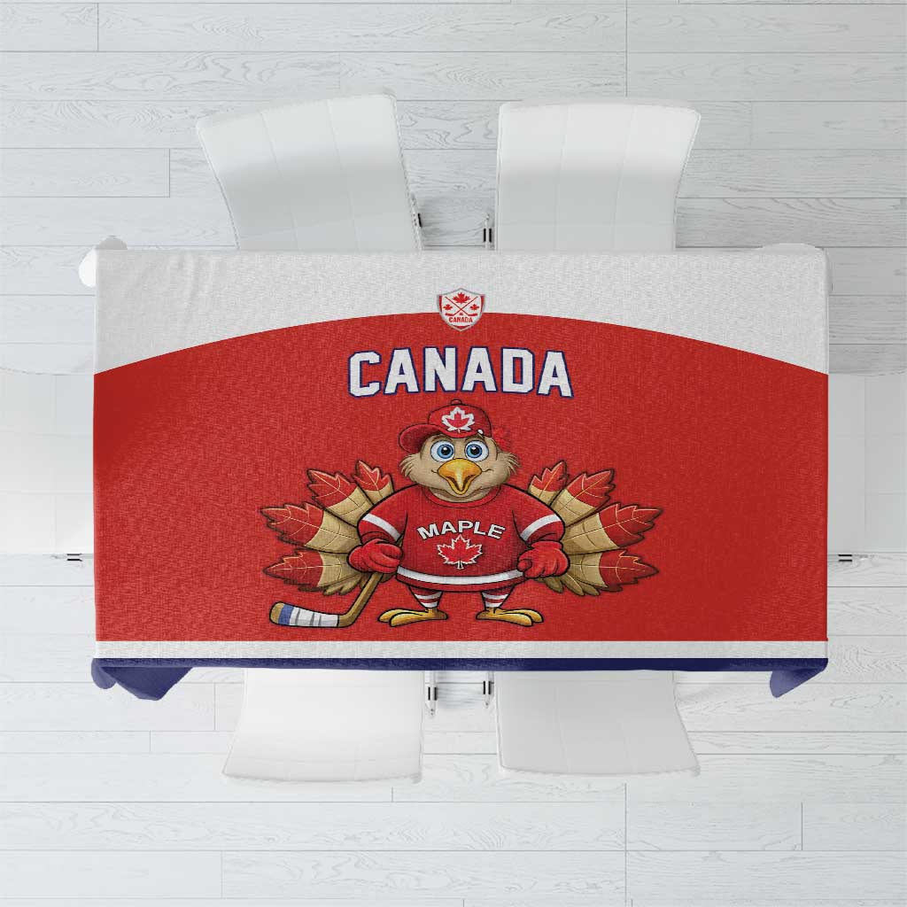 Canada Ice Hockey Tablecloth Maple Leaf Turkey Mascot