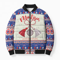 Personalized Moldova Christmas Bomber Puffer Jacket Martisor Moldova Traditional - Wonder Print Shop