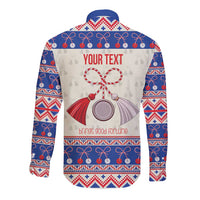 Personalized Moldova Christmas Long Sleeve Button Shirt Martisor Moldova Traditional - Wonder Print Shop