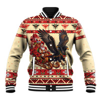 Albania Christmas Baseball Jacket Double Headed Eagle Santa Sleigh