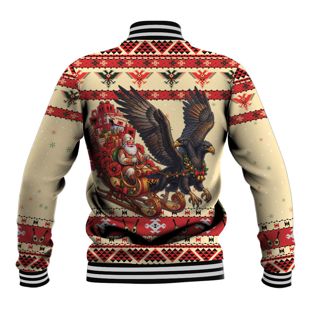 Albania Christmas Baseball Jacket Double Headed Eagle Santa Sleigh