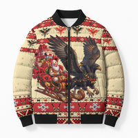 Albania Christmas Bomber Puffer Jacket Double Headed Eagle Santa Sleigh