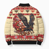 Albania Christmas Bomber Puffer Jacket Double Headed Eagle Santa Sleigh