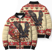 Albania Christmas Bomber Puffer Jacket Double Headed Eagle Santa Sleigh