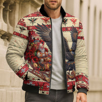 Albania Christmas Bomber Puffer Jacket Double Headed Eagle Santa Sleigh