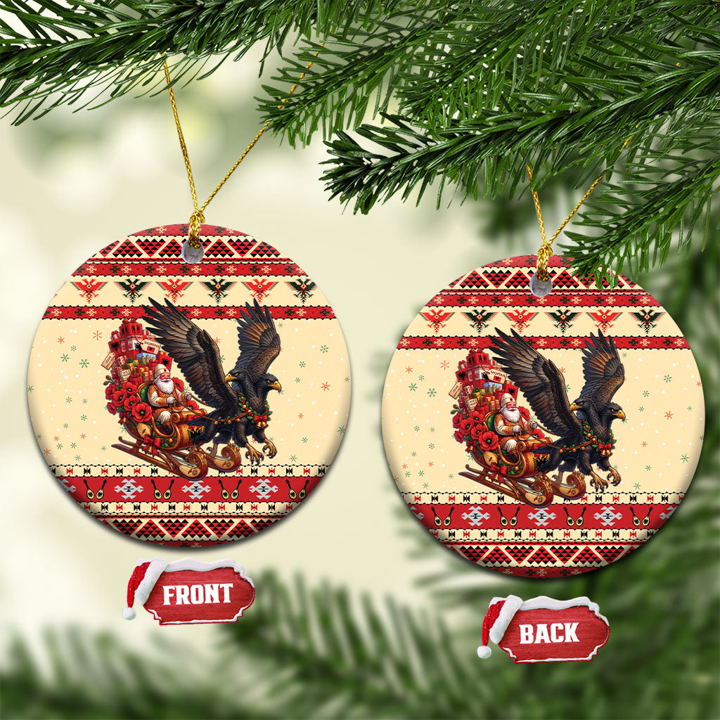 Albania Christmas Ceramic Ornament Double Headed Eagle Santa Sleigh