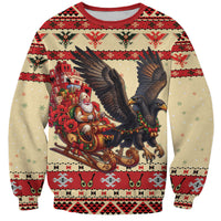 Albania Christmas Sweatshirt Double Headed Eagle Santa Sleigh