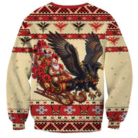 Albania Christmas Sweatshirt Double Headed Eagle Santa Sleigh