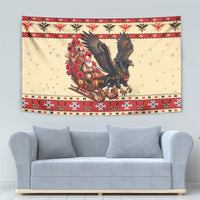 Albania Christmas Tapestry Double Headed Eagle Santa Sleigh