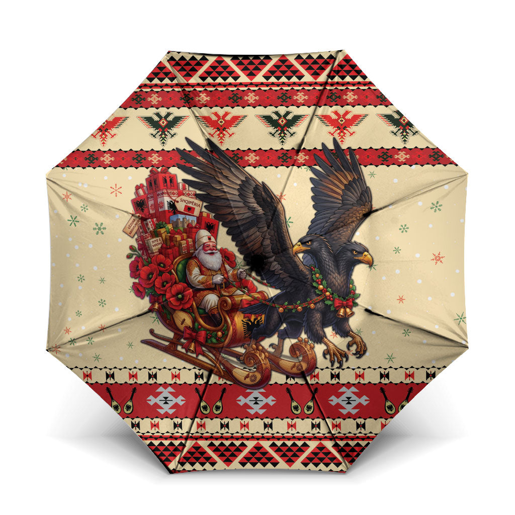 Albania Christmas Umbrella Double Headed Eagle Santa Sleigh