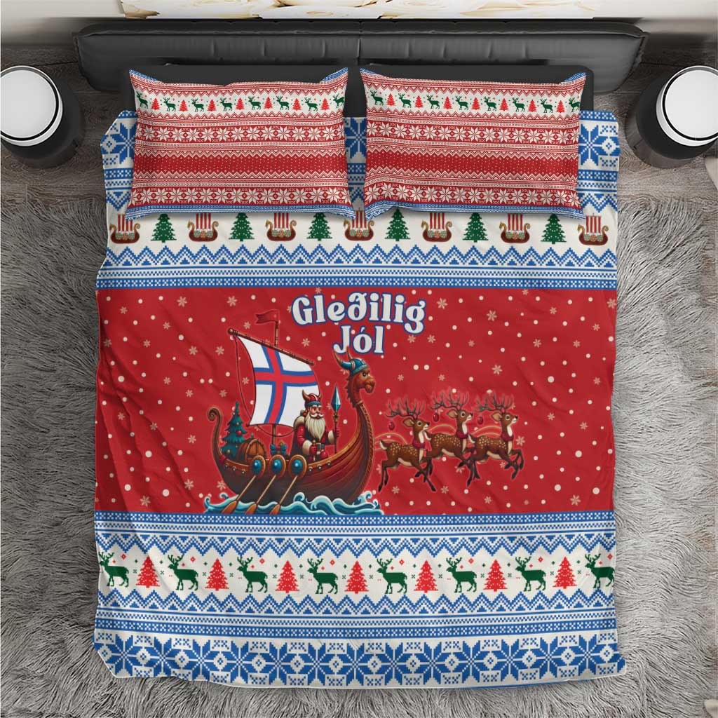 Faroe Islands Viking Santa Christmas Bedding Set Funny Reindeer Norse Xmas - Wonder Print Shop