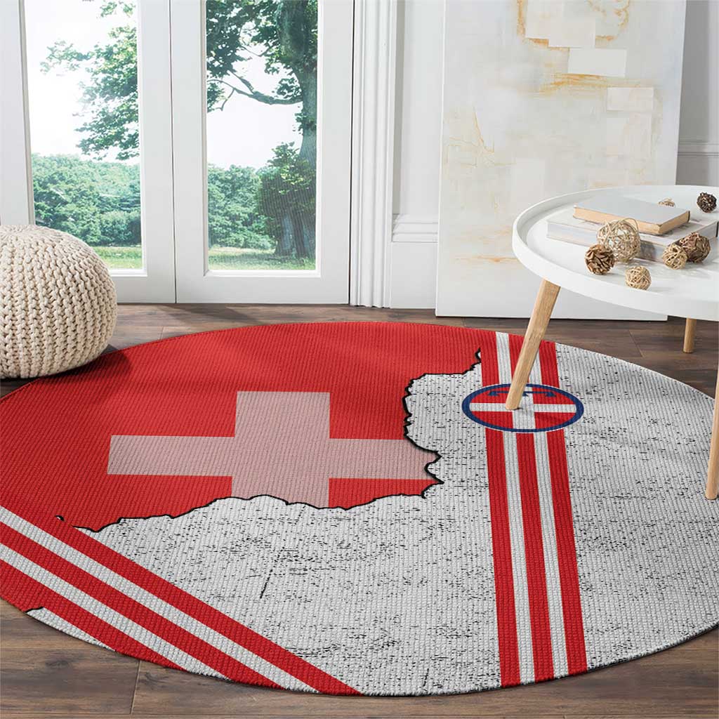 Italy Piedmont Round Carpet Map With Flag Style - Wonder Print Shop
