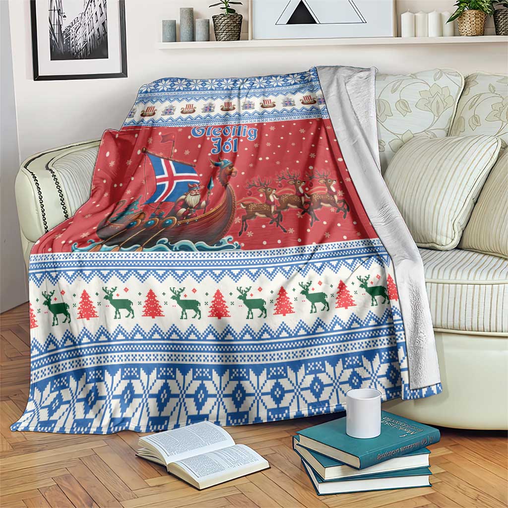 Iceland Viking Santa Christmas Blanket Funny Reindeer Norse Xmas - Wonder Print Shop
