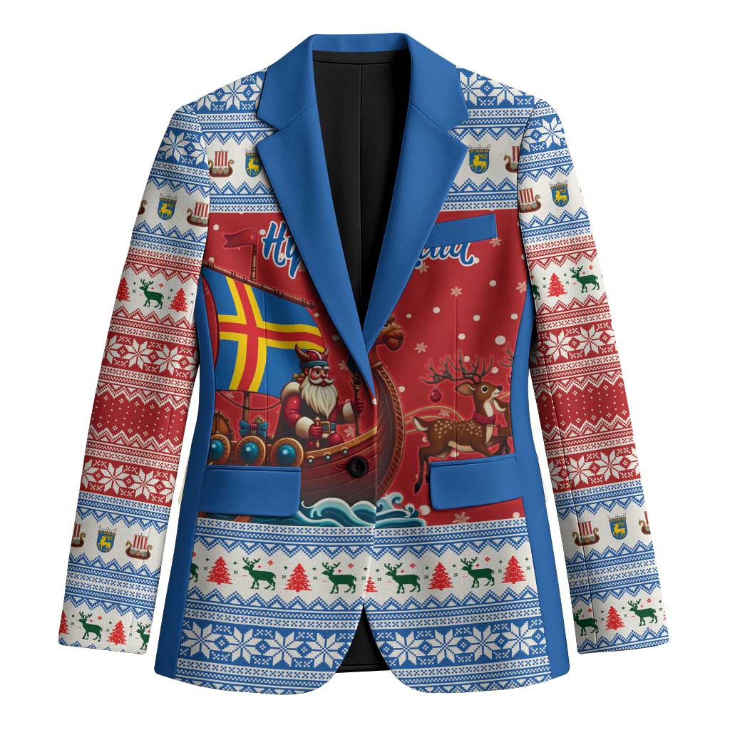 Aland Viking Santa Christmas Blazer Funny Reindeer Norse Xmas - Wonder Print Shop