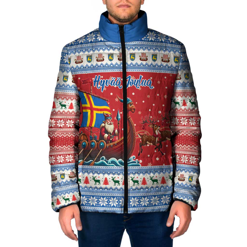 Aland Viking Santa Christmas Padded Jacket Funny Reindeer Norse Xmas - Wonder Print Shop