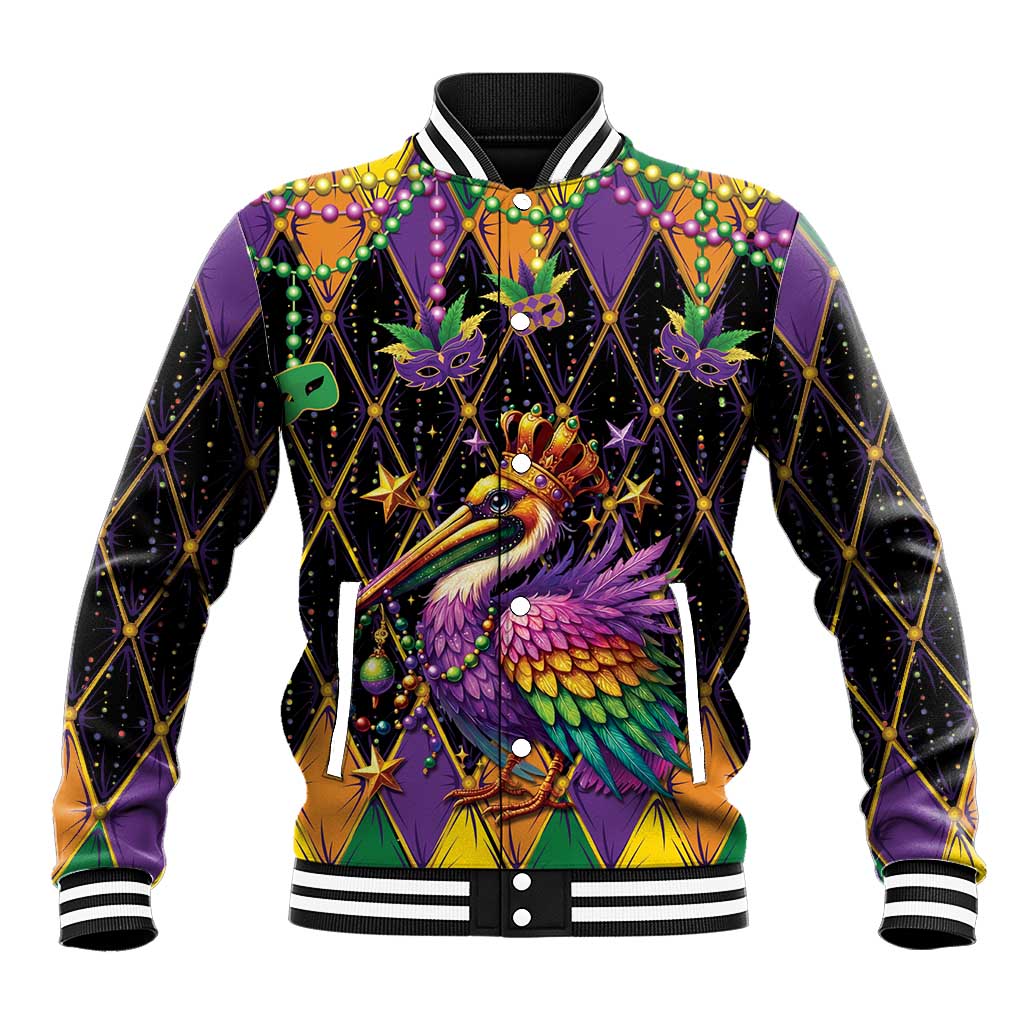 Pelican Mardi Gras Carnival Baseball Jacket Fat Tuesday - Wonder Print Shop