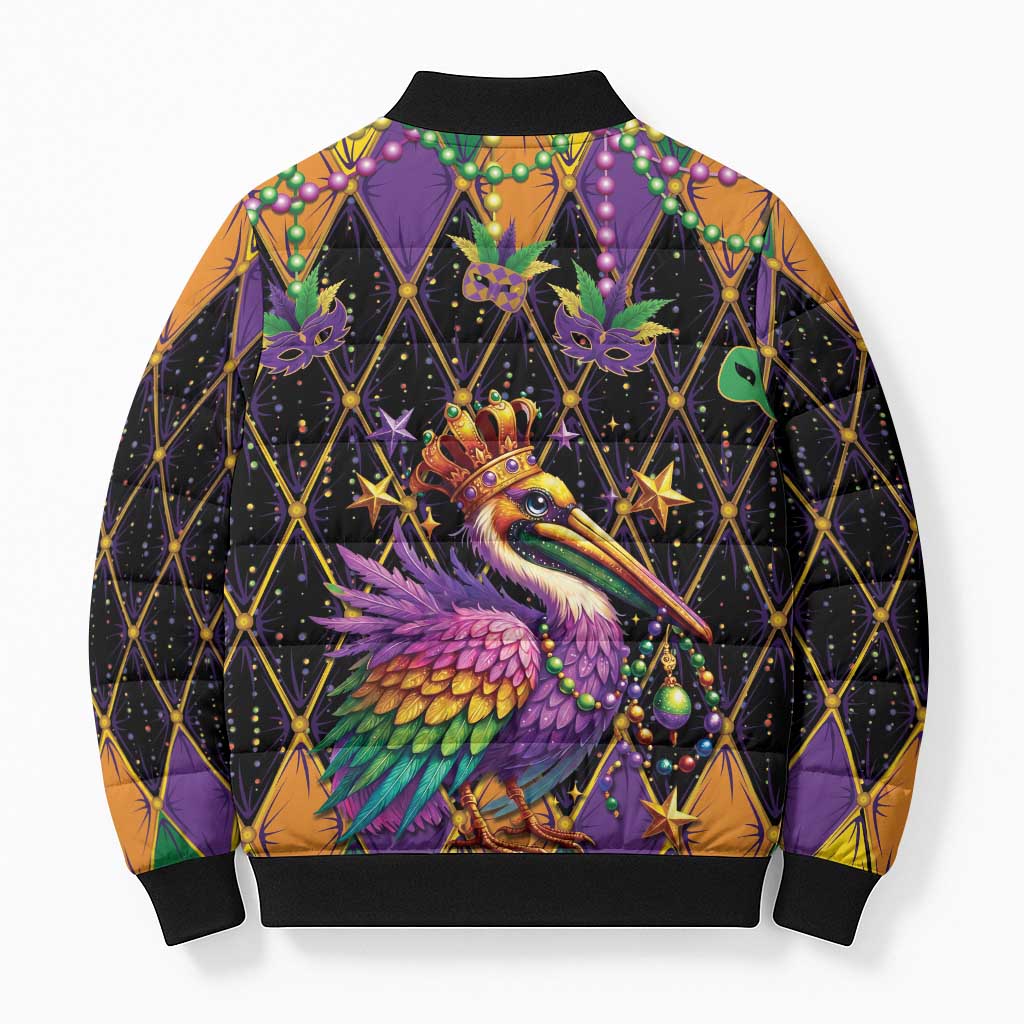 Pelican Mardi Gras Carnival Bomber Puffer Jacket Fat Tuesday - Wonder Print Shop