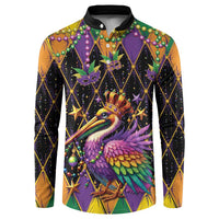 Pelican Mardi Gras Carnival Button Sweatshirt Fat Tuesday - Wonder Print Shop