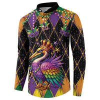 Pelican Mardi Gras Carnival Button Sweatshirt Fat Tuesday - Wonder Print Shop