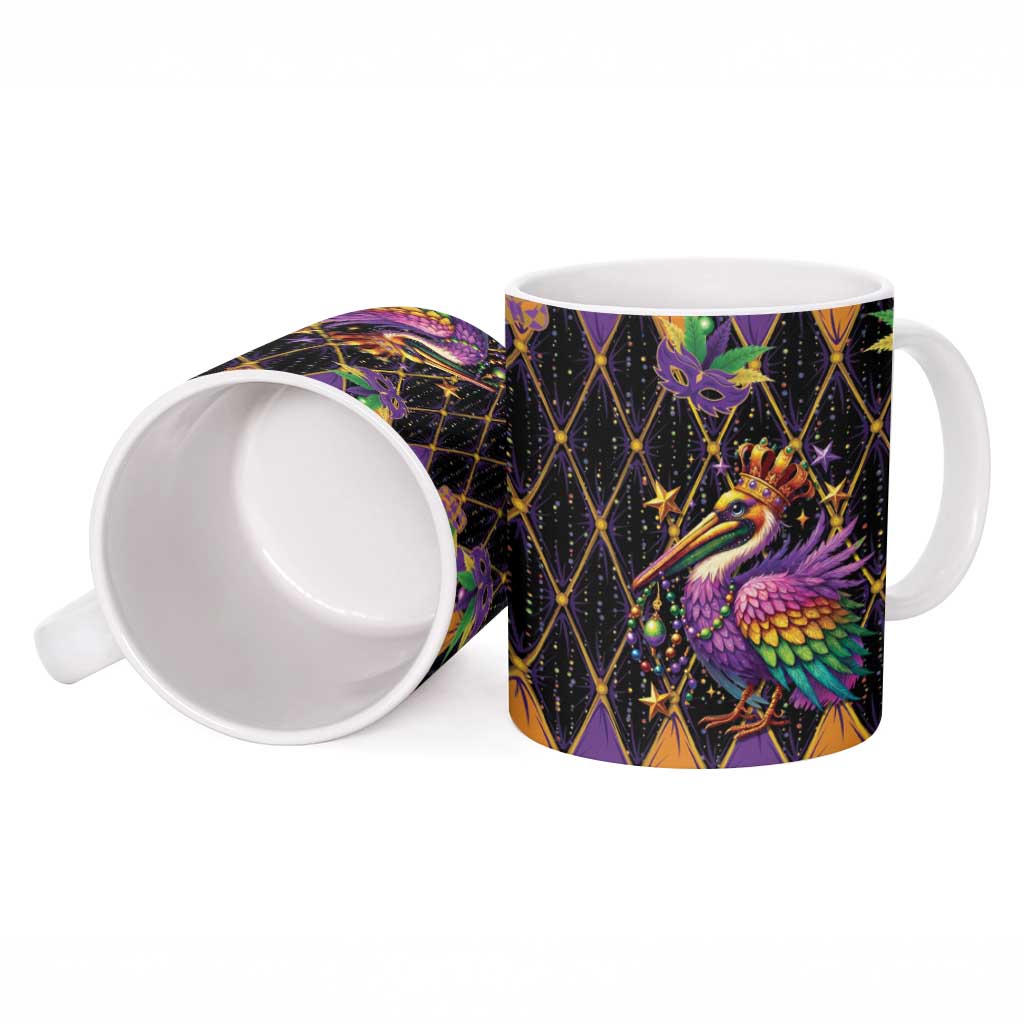 Pelican Mardi Gras Carnival Ceramic Mug Fat Tuesday - Wonder Print Shop