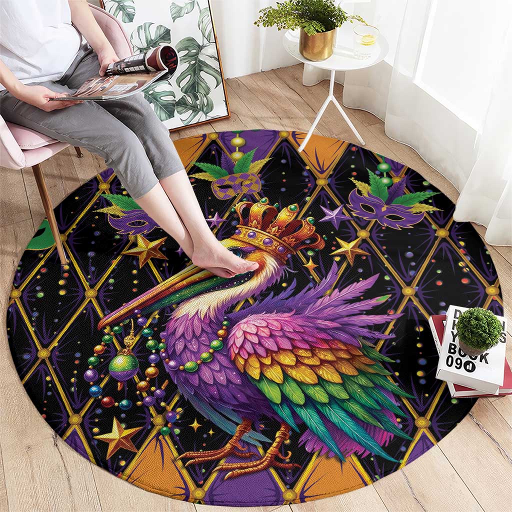 Pelican Mardi Gras Carnival Round Carpet Fat Tuesday - Wonder Print Shop
