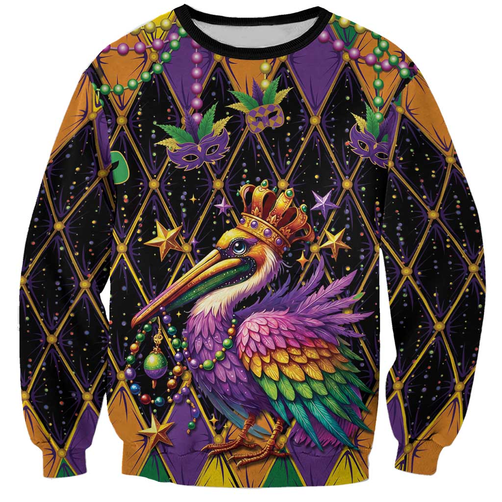 Pelican Mardi Gras Carnival Sweatshirt Fat Tuesday - Wonder Print Shop