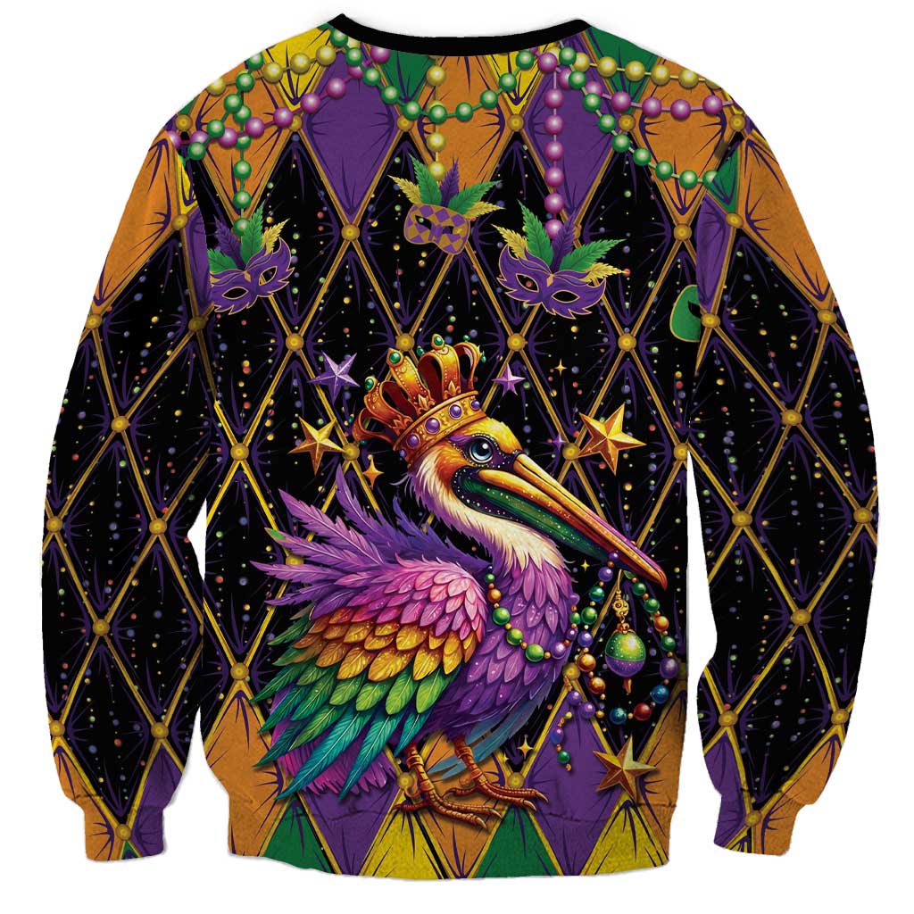 Pelican Mardi Gras Carnival Sweatshirt Fat Tuesday - Wonder Print Shop