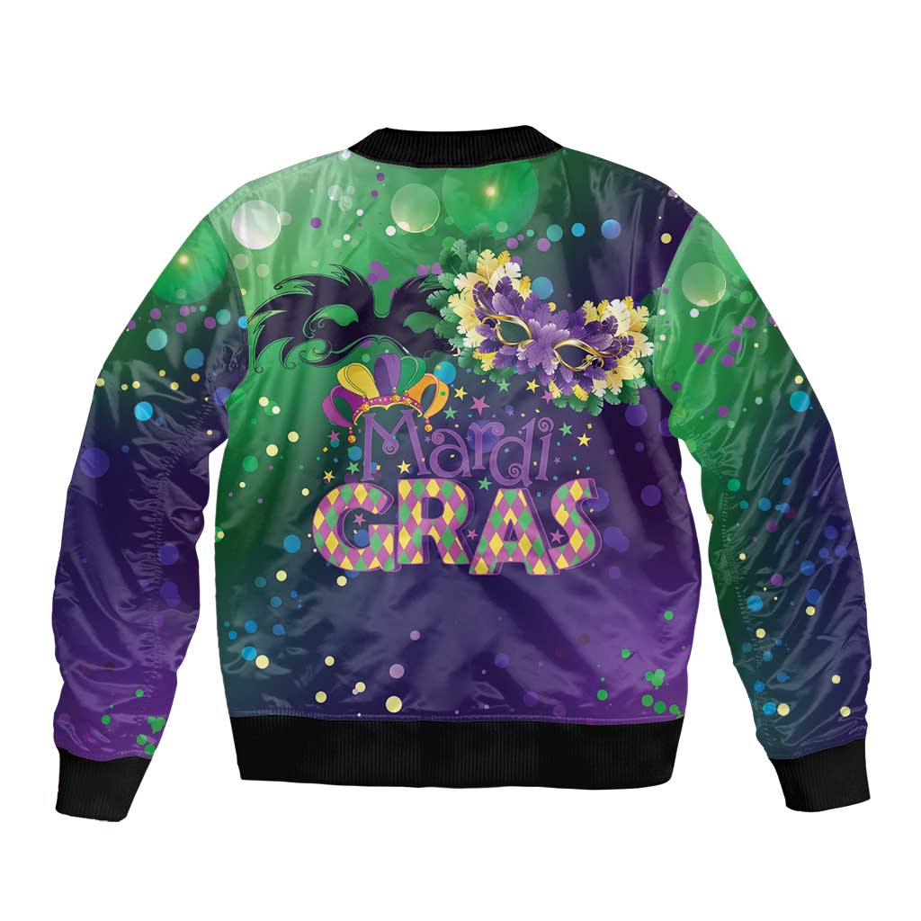 Mardi Gras Masquerade Mask Bomber Jacket NOLA Vibe - Wonder Print Shop