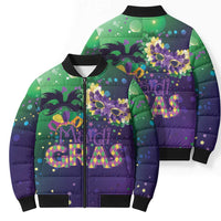Mardi Gras Masquerade Mask Bomber Puffer Jacket NOLA Vibe - Wonder Print Shop