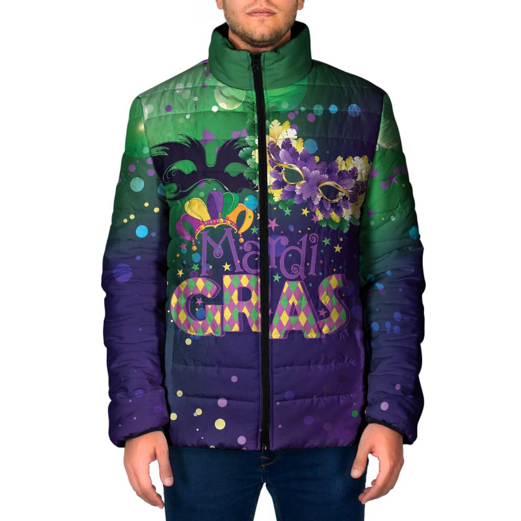 Mardi Gras Masquerade Mask Padded Jacket NOLA Vibe - Wonder Print Shop