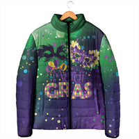 Mardi Gras Masquerade Mask Padded Jacket NOLA Vibe - Wonder Print Shop